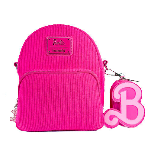 EXCLUSIVE DROP: Loungefly Barbie Corduroy Convertible Mini Backpack Crossbody Bag With Barbie Coin Pouch - 9/30/25
