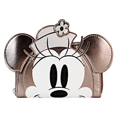 EXCLUSIVE DROP Loungefly D23 2024 Steamboat Willie Platinum Minnie Mo