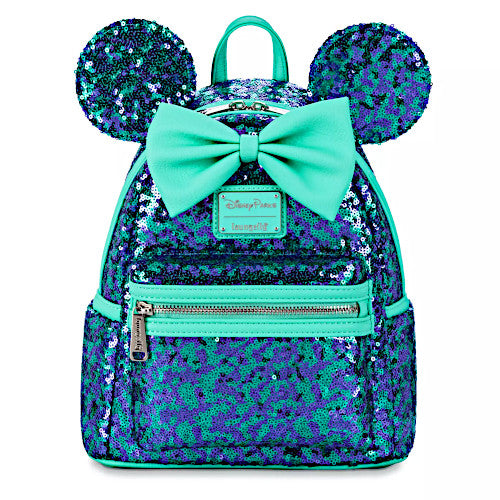 EXCLUSIVE DROP: Loungefly Disney Parks Minnie Mouse Blue & Purple Sequin Mini Backpack - 11/20/23