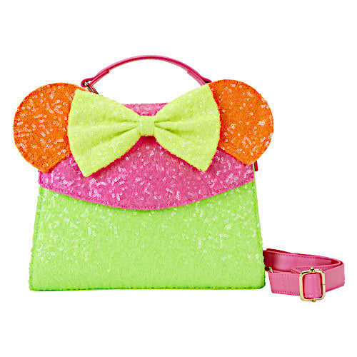 EXCLUSIVE DROP: Loungefly Minnie Mouse Color Block Neon Sequin Crossbody Bag - 3/4/24