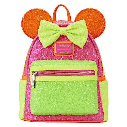 EXCLUSIVE DROP: Loungefly Minnie Mouse Color Block Neon Sequin Mini Backpack - 3/4/24
