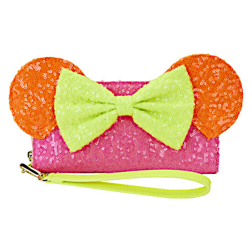 EXCLUSIVE DROP: Loungefly Minnie Mouse Color Block Neon Sequin Wristlet Wallet - 3/4/24