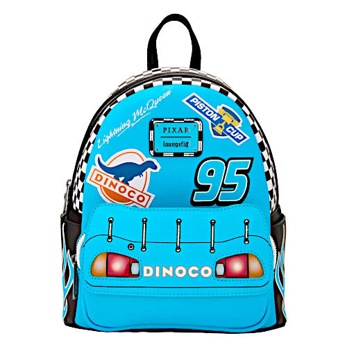 EXCLUSIVE DROP: Loungefly Cars Lightning McQueen Blue Dinoco Light Up Mini Backpack