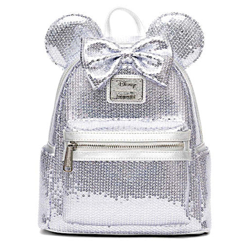 EXCLUSIVE DROP: Loungefly Disney Minnie Mouse Platinum Sequin Mini Backpack - 10/1/25