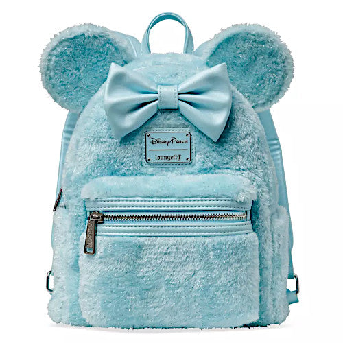 EXCLUSIVE DROP: Loungefly Disney Parks Minnie Mouse Blue Plush Mini Backpack - 1/13/25