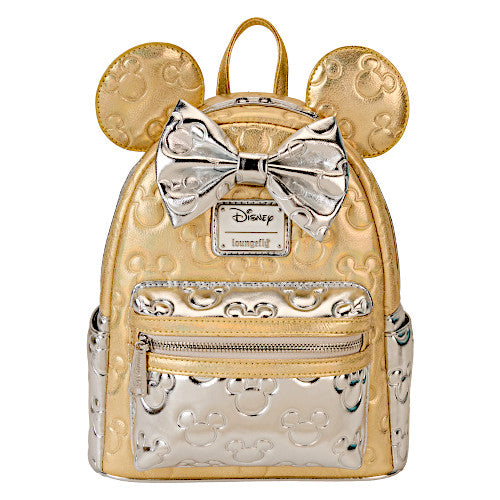 Loungefly Minnie Mouse Metallic Gold & Silver Quilted Mini Backpack