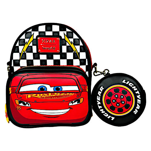 Loungefly Pixar Cars Lightning McQueen Corduroy Convertible Mini Backpack