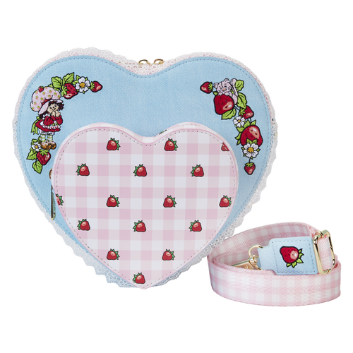 Loungefly Strawberry Shortcake Denim Heart Shaped Figural Crossbody Bag