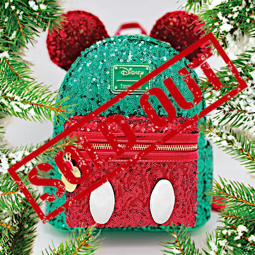 EXCLUSIVE RESTOCK: Loungefly Mickey Mouse Christmas Sequin Mini Backpack - 12/10/22