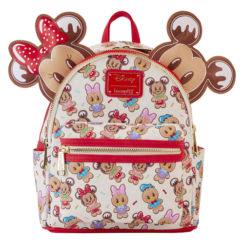 Loungefly Mickey & Friends Gingerbread Cookie AOP Mini Backpack With Ear Headband