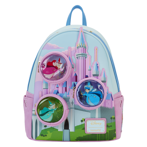 Loungefly Sleeping Beauty Castle Three Good Fairies Stained Glass Mini Backpack