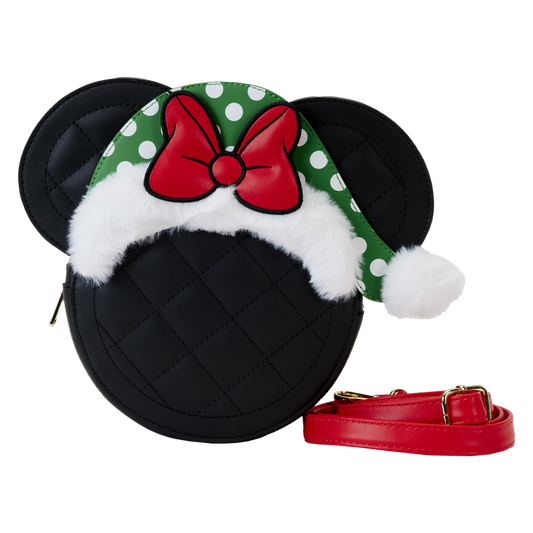 Loungefly Minnie Mouse Polka Dot Santa Hat Quilted Crossbody Bag