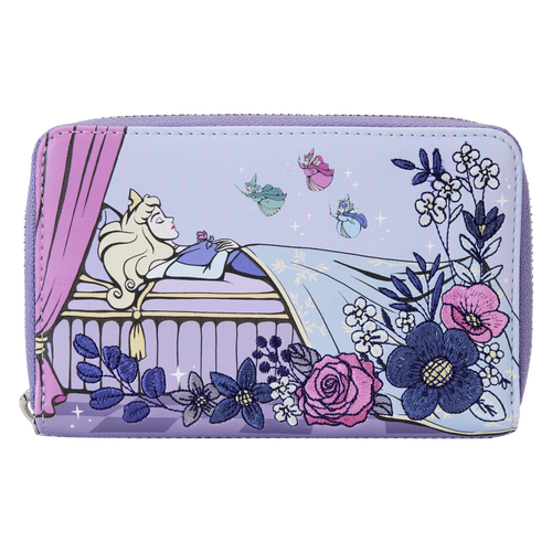 Loungefly Sleeping Beauty 65th Anniversary Floral Scene Zip Around Wallet