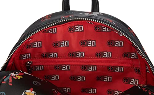 Loungefly POP Marvel Deadpool 30th Anniversay All Over Print Womens Double  Strap Shoulder Bag Purse