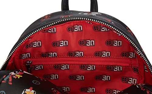 Loungefly POP Marvel Deadpool 30th Anniversay All Over Print Womens Double Strap Shoulder Bag Purse