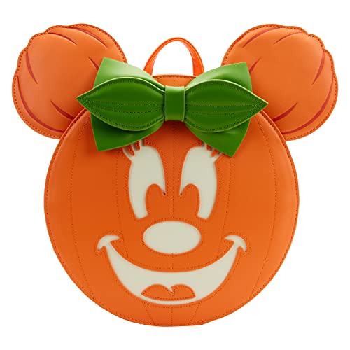 Loungefly Disney Glow Face Minnie Pumpkin Womens Double Strap Shoulder Bag Purse