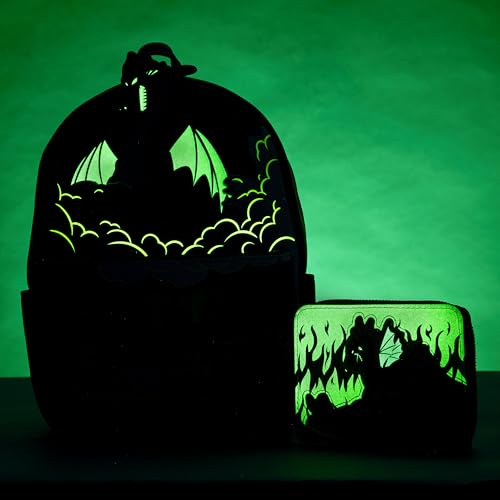 Loungefly Disney Backpack: Maleficent Dragon Lenticular and Glow in The Dark Mini-Backpack, Amazon Exclusive