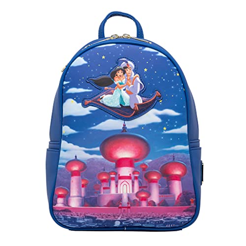 Loungefly Disney Glow in the Dark Aladdin and Jasmine Magic Carpet Ride Women's Double Strap Shoulder Bag Purse