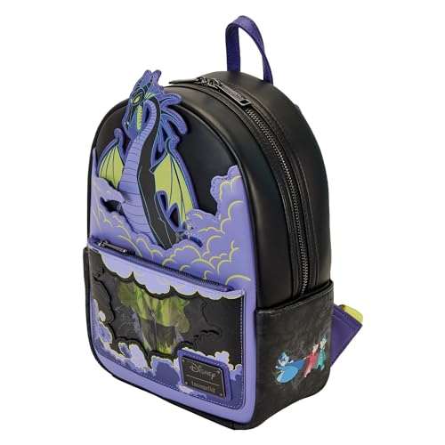 Loungefly Disney Backpack: Maleficent Dragon Lenticular and Glow in The Dark Mini-Backpack, Amazon Exclusive