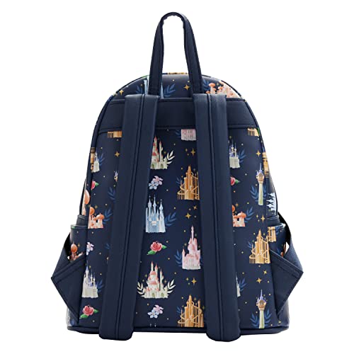 Loungefly Disney Princesses Castles All Over Print Womens Double Strap Shoulder Bag Purse
