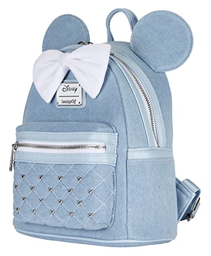 Loungefly, Bags, Disney Heart Logo Minnie Mouse Loungefly Denim Backpack
