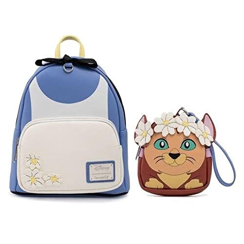 Loungefly Disney Alice in Wonderland Cosplay Womens Double Strap Shoulder Bag Purse with Detachable Wristlet
