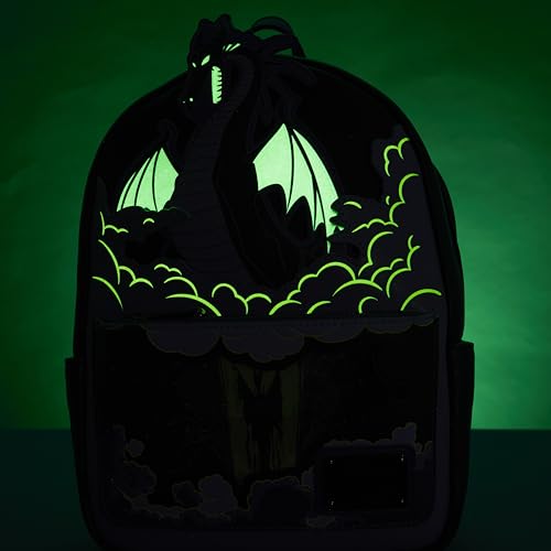 Loungefly Disney Backpack: Maleficent Dragon Lenticular and Glow in The Dark Mini-Backpack, Amazon Exclusive