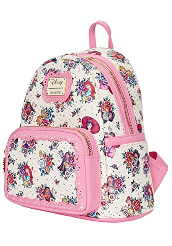 Loungefly Disney Princess Tattoo All Over Print Womens Double Strap Shoulder Bag Purse