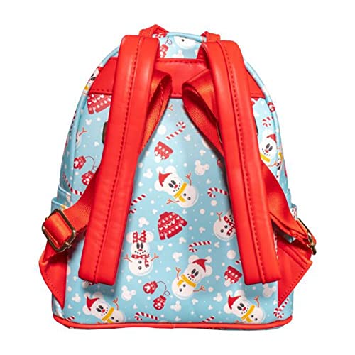 *NWT* Disney Minnie & Mickey 2024 Snowman Holiday AOP Loungefly Mini Backpack w/ Ears