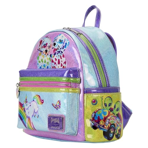 Loungefly Lisa Frank Color Block Mini Backpack Double Strap Shoulder Bag Purse