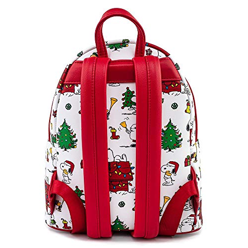 Loungefly Peanuts Snoopy Holiday AOP Adult Womens Double Strap Shoulder Bag Purse