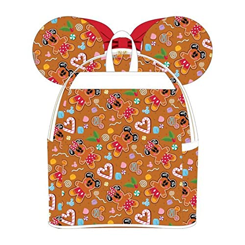 Loungefly Disney Christmas Gingerbread AOP Womens Double Strap Shoulder Bag Purse with Ears Headband