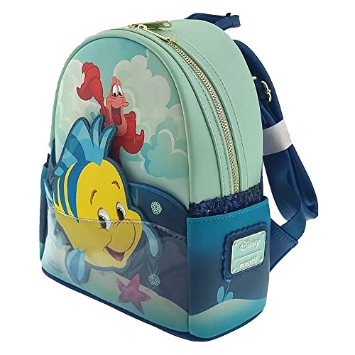 Loungefly Disney Mini Backpack, The Little Mermaid Sidekicks, Flounder Sebastian