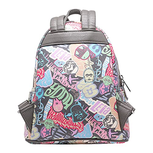 Star Wars Classic Pastel Stickers Mini Faux Backpack by Loungefly