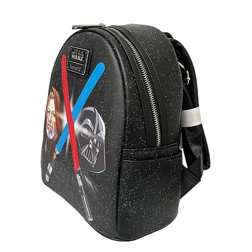 Loungefly Exclusive Star Wars Darth Vader and Obi-Wan Light Up Lightsabers Double Strap Shoulder Bag