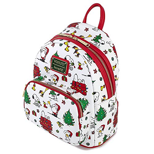 Loungefly Peanuts Snoopy Holiday AOP Adult Womens Double Strap Shoulder Bag Purse