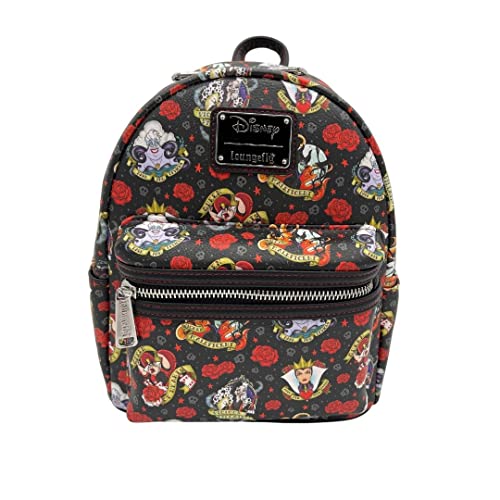Loungefly Disney Villains Tattoo All Over Print Women's Double Strap Shoulder Bag Purse