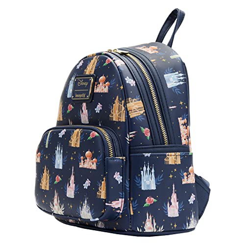 Loungefly Disney Princesses Castles All Over Print Womens Double Strap Shoulder Bag Purse