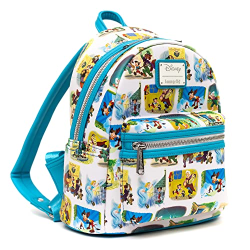 Loungefly Disney Mini Backpack, Pinocchio Little Golden Books AOP