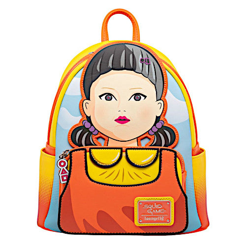EXCLUSIVE DROP: Loungefly Netflix Squid Game Light Up Talking Young Hee Doll Cosplay Mini Backpack - 4/21/23