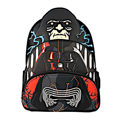 EXCLUSIVE DROP: Loungefly Star Wars Villains Palpatine/Darth Vader/Kylo Ren Glow Triple Pocket Mini Backpack - 4/21/23