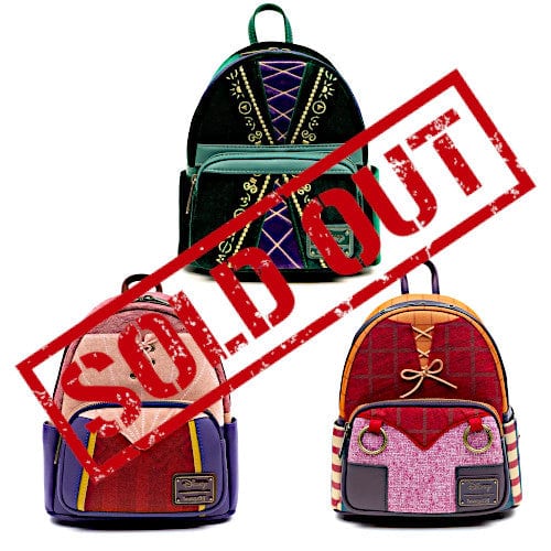 EXCLUSIVE DROP: Loungefly Disney Hocus Pocus Sanderson Sisters Cosplay Mini Backpack Set - 8/12/22