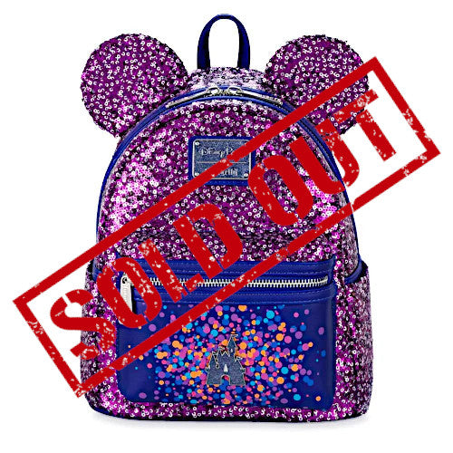 EXCLUSIVE DROP: Loungefly Disney Parks Purple Sequin Fantasyland Castle Mini Backpack - 7/18/22