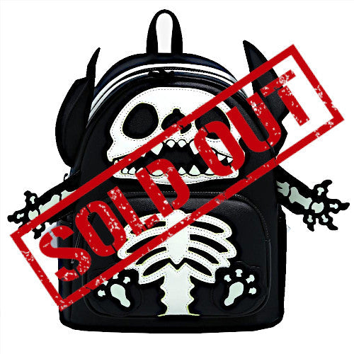 EXCLUSIVE DROP: Loungefly SDCC 2022 Disney Stitch Skeleton Glow Cosplay Mini Backpack - 7/21/22 (Hot Topic)