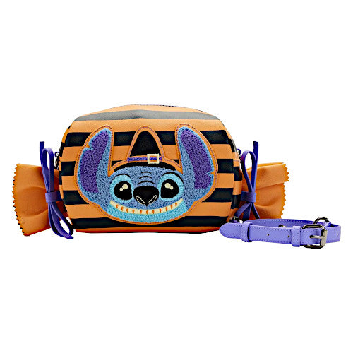 Loungefly Lilo And Stitch Striped Halloween Candy Wrapper Crossbody Bag